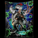 Covid Buster Biden Microfleece Blanket - Political Ghostbuster Parody-Silky-soft premium microfleece blanket ideal for snuggling and even warmer than it looks. 100% polyester, micro-mink exterior and microfiber fleece backing. Funny President Joe Biden 2021 Political Ghostbuster Pandemic Parody Donald Trump Covid-19 Coronavirus Superspreader Staypuft USA Superhero Science Matters-