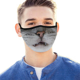 Steffy Sassy Cat Cloth Face Mask / Surgical or N95 Mask Cover-Funny and fashionable reusable cloth face mask cover. A sassy grey cat face with open mouth and exposed teeth. Can use be used as a cover for surgical masks and respirators. Grumpy kitty face for kids or adults, doctors, nurses, veterinarians. Polyester and elastic. Free Shipping worldwide.-