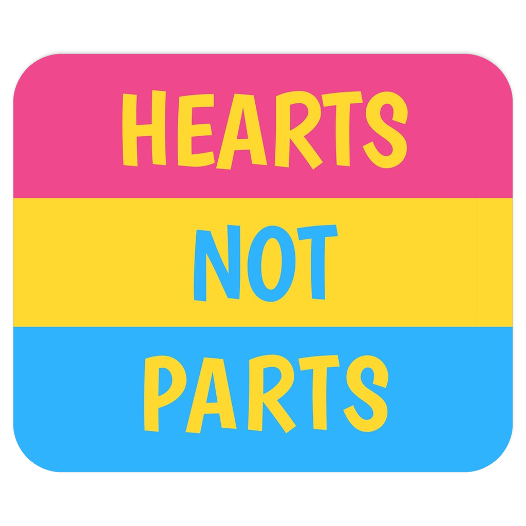 -Soft and comfortable 9x7 inch mousepad made from high density neoprene with a colorfast, stain resistant and easy to clean smooth fabric top layer.These items are made-to-order and typically ship in 2-3 business days from within the US. Pan Pansexual Pride LGBTQ LGBTQIA LGBTQX Equality Hearts Not Parts, Love Is Love-