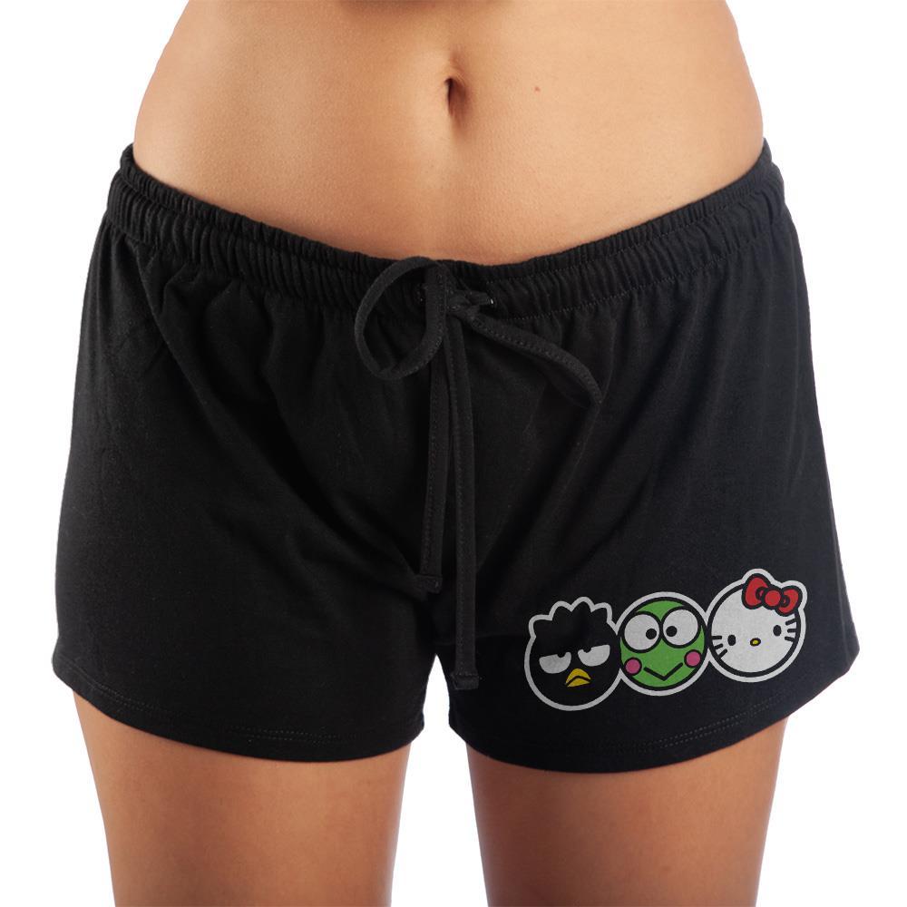 Sanrio Official Womens Hello Kitty, Keroppi & Badtz-Maru Sleep Shorts-Join your favorite Sanrio characters with these kawaii pajama shorts. It is not about the friends you have, but the ones who make you happy. Women's sleep shorts made from 100% soft spun cotton with Badtz-Maru the penguin, Keroppi the Frog and Hello Kitty graphic. Officially licensed Sanrio apparel. Ship from the USA.-MULTI-S-