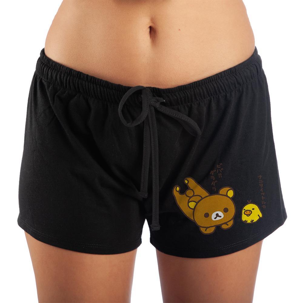 San-X Rilakkuma and Kiiroitori Sleep Shorts, Officially Licensed-Meet Rilakkuma. After mysteriously appearing in Kaoru's apartment, this soft toy bear is looking for friends. Soft cotton women's sleep shorts with Rilakkuma and Kiiroitori on the left leg. Officially licensed San-X Rilakkuma apparel . These kawaii pajama shorts ship from the USA. Cute Juniors Girls Anime Manga Sanrio-Black-S-