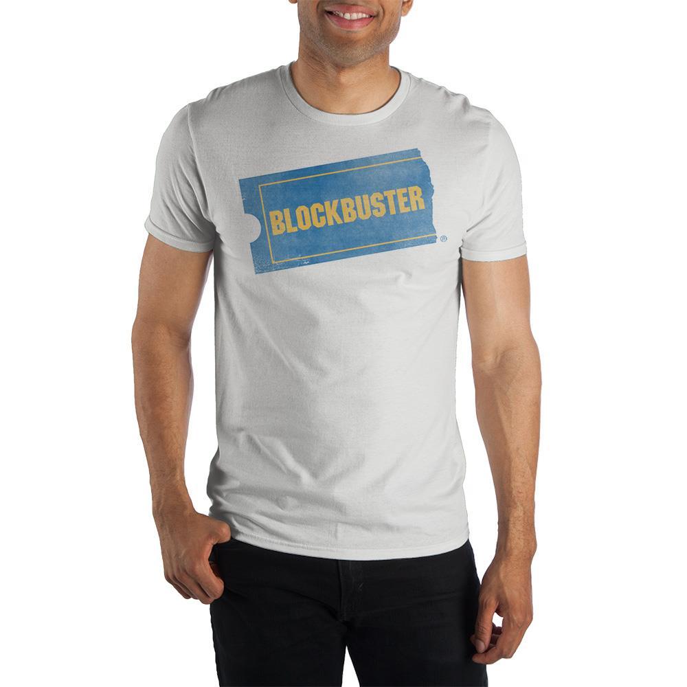 Retro Blockbuster Video Classic Logo Tee, Offiicially Licensed 80s 90s-Nostalgic for the days of perusing endless rows of VHS tapes and game cartridges, movie recommendations from the staff of movie buffs and film geeks, dropboxes and unexpected late fees? Relive the analog glory days in this officially licensed retro Blockbuster Video classic logo graphic tee. Vintage 1980s 1990s Shirt-WHITE-S-693186678929