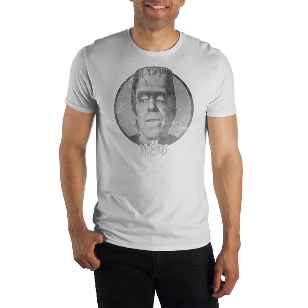 THE MUNSTERS Herman Munsters Distressed Portrait Tee, Official USA-Soft and comfortable mens / unisex crew neck tee with a large, distressed retro vintage portrait of Herman Munster. Officially licensed Munsters apparel. This shirt typically ships in 2-3 business days from the USA. Classic American television. Campy horror goth gothic kustom frankenstein monster-WHITE-2XL-