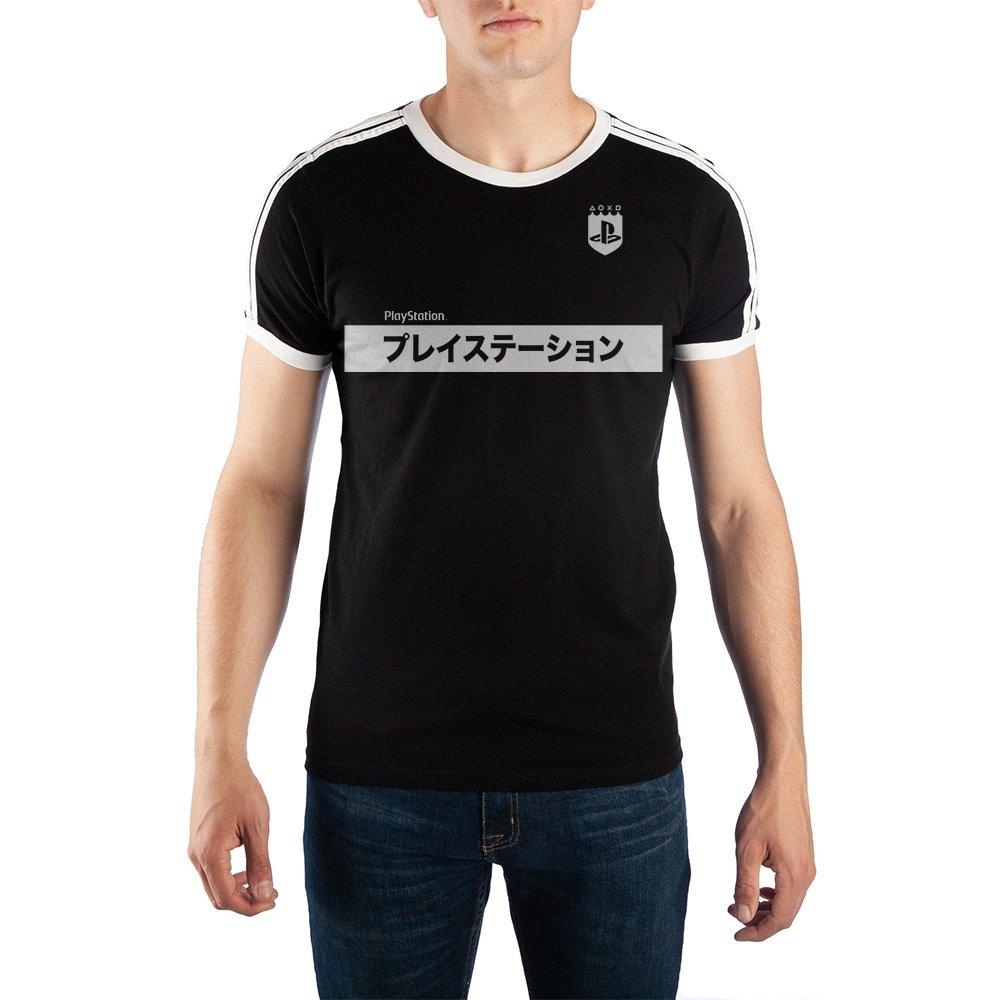 SONY PLAYSTATION Japanese Soccer / Footbal Inspired Tee, Official-Show everyone where your loyalty lies in the “Battle for Console Supremacy” with this football jersey inspired Playstation tee. Slimmer fit unisex t-shirt made of 100% premium cotton. Genuine, officially licensed, collectible Sony Playstation apparel. Ships from the USA. Futbol fashion streetwear athletic gym workout-BLACK-XS-