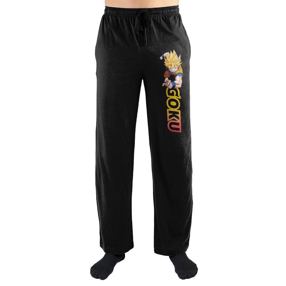 Dragon Ball Z Goku Super Saiyan Lounge Pants, Officially Licensed-BLACK-S-