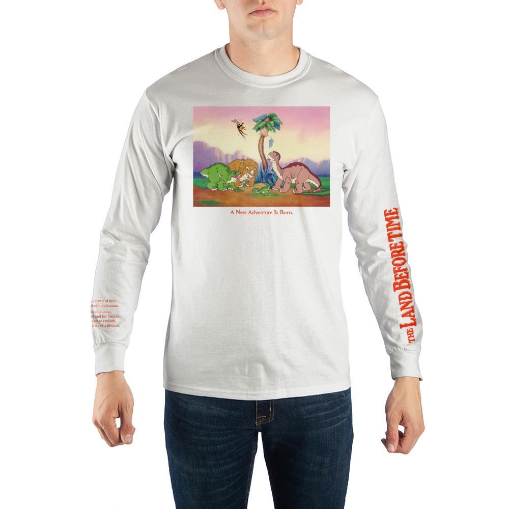 Land Before Time Longsleeve Graphic Tee, Officially Licensed-WHITE-S-