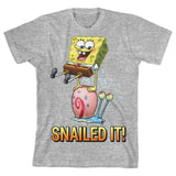 Nickelodeon SpongeBob Squarepants Snailed It Youth Graphic Tee-Heather Gray-XS-693186982392