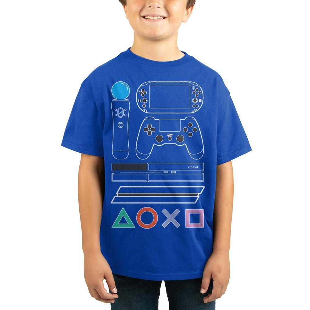 PLAYSTATION Kids PS4 Eighth Generation Gamer Tee, Next Gen-Royal Blue-Youth XS-