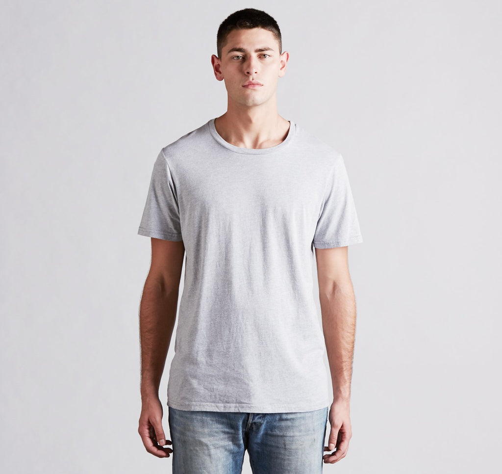Heather Gray Supima Cotton Crew Tee - Mod Thread, Made in the USA-This crew neck tee is destined to be a staple in your wardrobe. It features a contemporary fit and is made with a lightweight, buttery 100% Supima cotton woven in Los Angeles. Made in the USA and typically ships in 2-3 business days. High end designer super ultra soft fashion t-shirt. Heather Gray mens / unisex-Heather Gray-S-