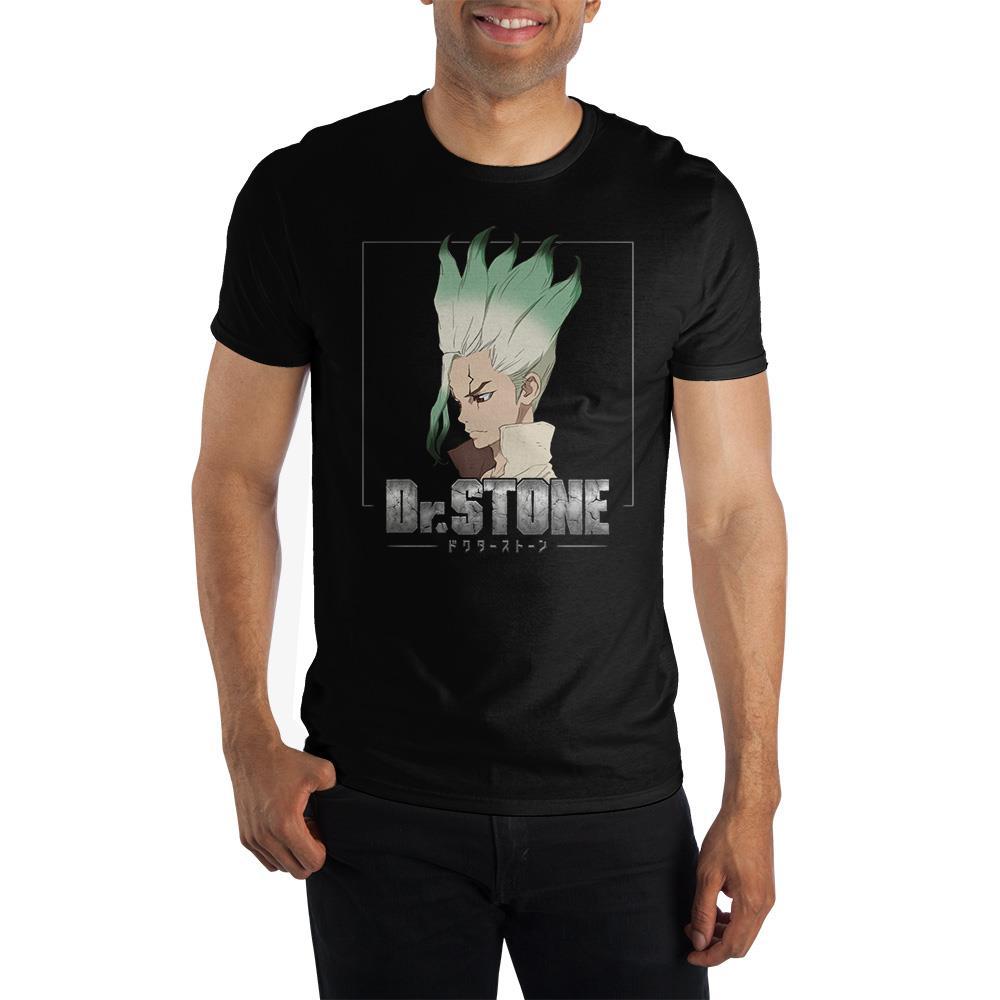 Dr. Stone Graphic Tee, Officially Licensed Crunchyroll Anime Shirt USA-The perfect shirt for reinventing technology and rebuilding society... Black unisex cotton graphic tee with bright, bold graphic of Dr. Stone. Officially licensed Dr. Stone anime apparel. Shipped from the USA. Crunchyroll Anime Manga Japan Japanese Stoneworld Stone World Doctor Kingdom of Science T-shirt-Black-S-
