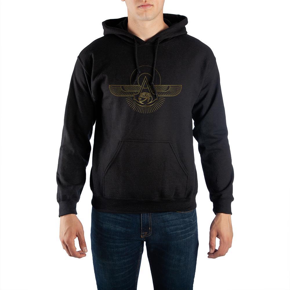Assassin's Creed Origins Winged Logo Hoodie, Officially Licensed-High quality black hoodie with a large winged version of the Assassins Creed Origins logo across the front. Soft cotton hooded sweatshirt with reduced piing for softer feel, clean look comfortable fit. Drawstring hood and kangaroo pocket. Official Assassin's Creed apparel. Ships in 2-3 business days from within the US.-Black-S-