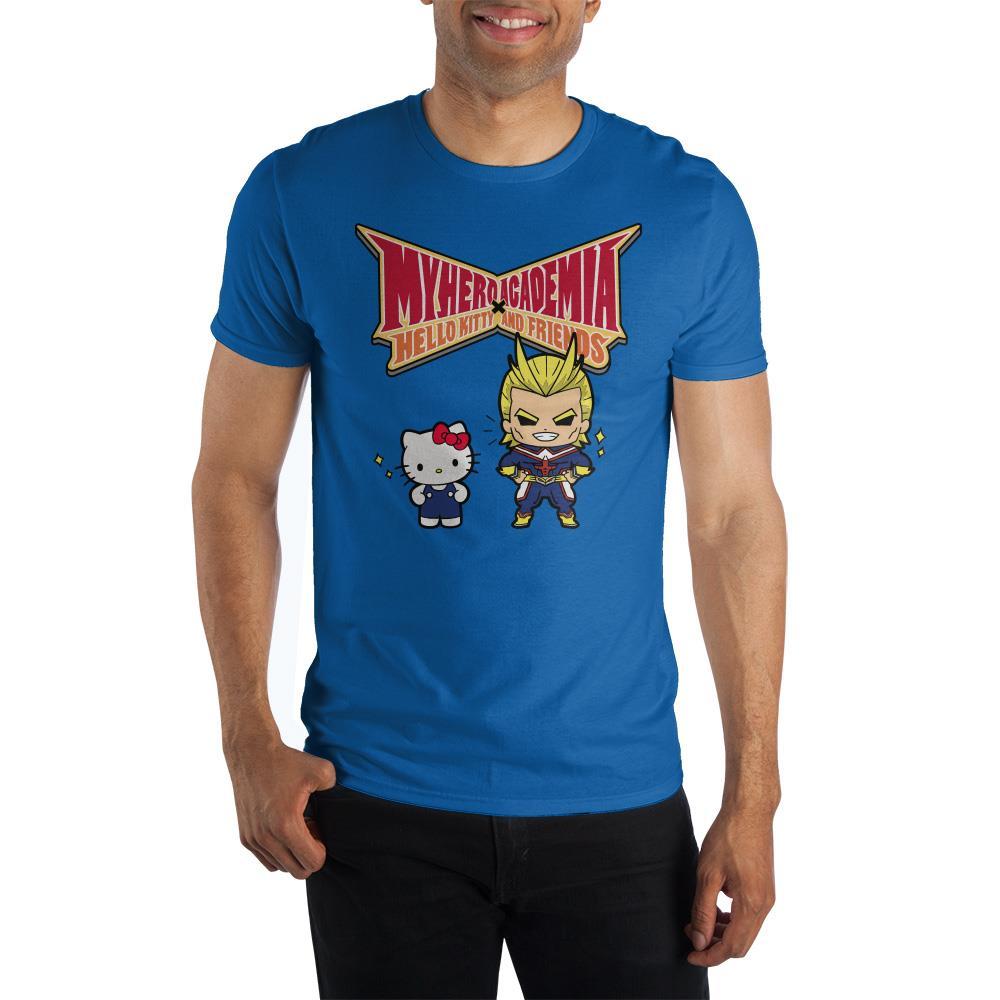 My Hero Academia x Sanrio All Might and Hello Kitty, Genuine from USA-My Hero Academia and Sanrio team up for some fiercely cute fun. Soft cotton mens / unisex tee with a high quality colorful print of All Might and Hello Kitty. Officially licensed Sanrio and Toho Animation apparel . Typically ships in 2-3 business days from within the USA. Anime Manga Adult Swim character t-shirt-Royal Blue-S-