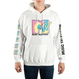 MTV Retro Tie-Dye Logo Hoodie, Officially Licensed Classic 1980s 1990s-White-S-