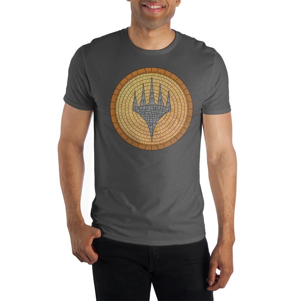 Officially Licensed MAGIC: THE GATHERING Planeswalkers Mosaic Logo Tee-High quality, mens / unisex 100% pre-shrunk soft spun cotton tee.Officially licensed MTG Planeswalker apparel. Typically ships in 2-3 business days from within the USA.-Charcoal-S-