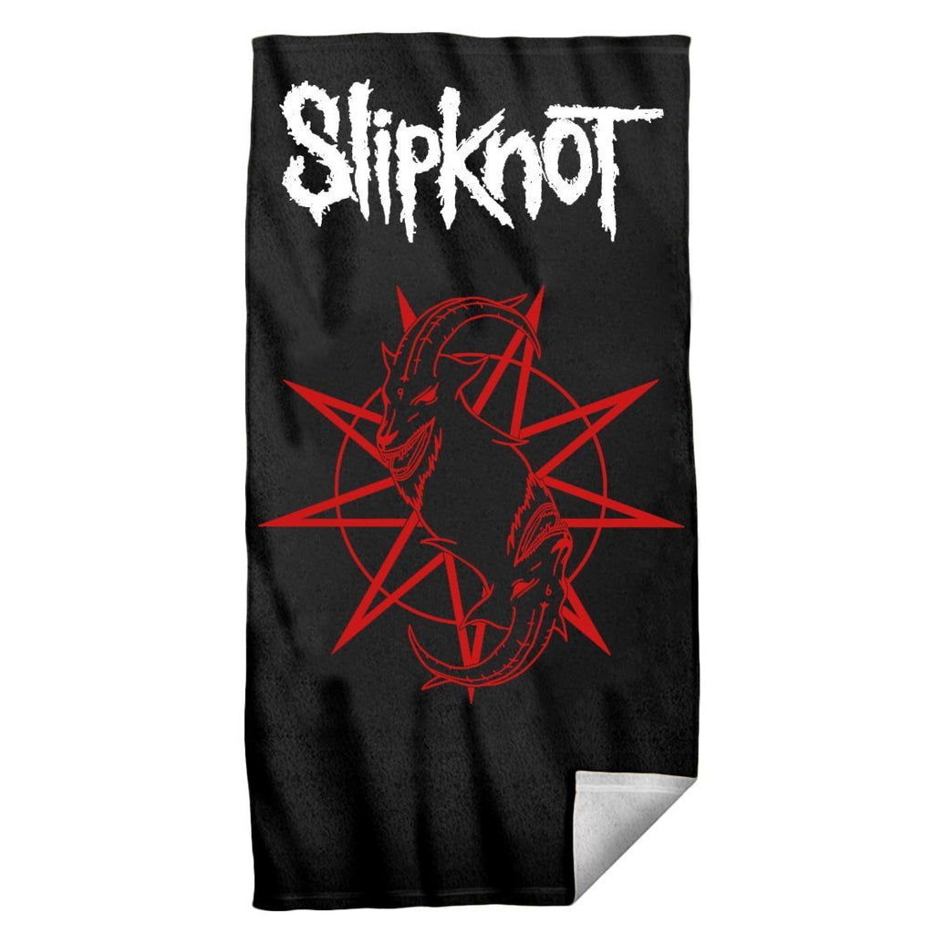 SLIPKNOT Distressed GOAT Logo Beach Towel, Officially Licensed USA-Black-OS-
