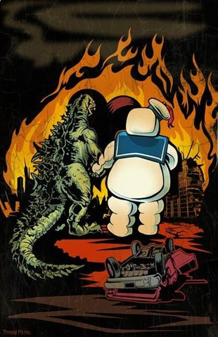 -Stay Puft Marshmallow Man & Godzilla Parody Print, High Quality 11 x 17" poster on 100# Lustro paper/card stock. Brand New & Suitable for framing with no notable wear. Stored flat, never folded. Will be shipped carefully rolled. Free shipping within the USA

funny scifi science fiction kaiju bffs small poster print gift-