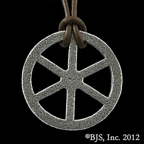 Kingkiller Chronicle TEHLU'S IRON WHEEL Necklace, Official Rothfuss -Iron-24in Stainless Steel Chain-