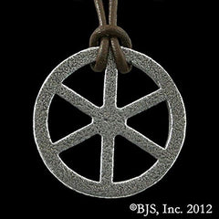 Kingkiller Chronicle TEHLU'S IRON WHEEL Necklace, Official Rothfuss -Iron-24in Leather Cord-