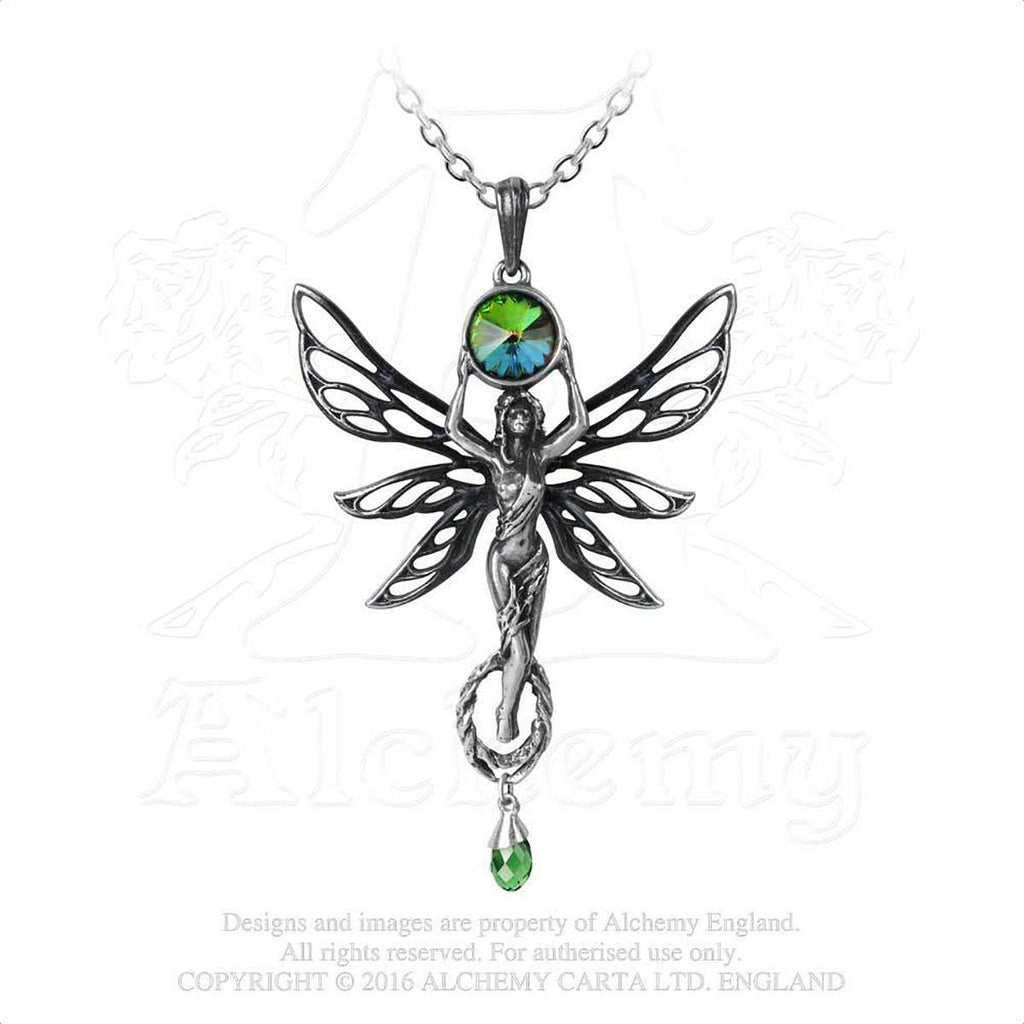 Green Goddess Absinthe Fairy Pendant Necklace, Alchemy Gothic P763--664427043257