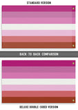 Lesbian Pride Flag, Classic Pink Striped LGBT LGBTQ Equality Banner-High quality, professionally printed polyester flag in your choice of size and style, single or fully double-sided with blackout layer, grommets or pole pocket / sleeve. 2x1ft / 1x2ft, 3x2ft / 2x3ft, 5x3ft / 3x5ft, custom. Fully customizable. Classic Pink Stripe Lesbian Pride LGBT GLBT LGBTQ LGBTQIA LGBTQX banner flag-