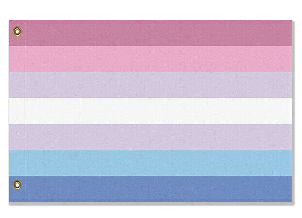 BiGender Pride Flag, Custom Bi-Gender Nonbinary LGBTQ LGBTQX LGBTQIA -High quality, professionally printed polyester Pride banner pole flag in your choice of size and style - single or double sided with either grommets or pole pocket. 2x1 / 1x2 ft, 3x2 / 2x3 ft, 3x5 / 5x3 ft or custom size by request. LGBT LGBTQ LGBTQIA LGBTQX Sexuality Gender Identity Rights Equality. Resist United.-3 ft x 2 ft-Standard-Grommets-