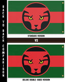 Wakandan Flag, Custom Cosplay Prop Replica Pole Banner Flag-High quality, professionally printed polyester banner pole flag in your choice of size and style - single or double sided with either grommets or pole pocket. 2x1 / 1x2 ft, 3x2 / 2x3 ft, 3x5 / 5x3 ft or custom size. Fully customizable on request. Custom Black Red Green Wakanda Panther Cosplay Photo Prop Replica-