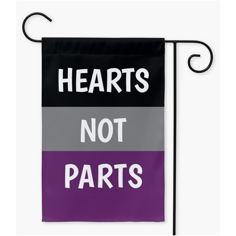 -100% poly poplin-canvas fabric, wash on gentle, hang to dry.12x18" , 18x27" or 24x36" - single or double sided. Flag hanger / stand not included.Made in and shipped from the USA.

Asexual LGBTQ LGBTQIA LGBTQX Ace Queer Pride Trans Transgender Nonbinary Love is Love Garden Flag Rights Equality Protest We Say Gay -Double-12x18 inch-