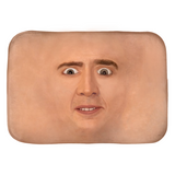 Creepy Cage Face Bath Mat, Small or Large Microfiber Plush Bathmat-Soft microfiber topped polyester bath mat with non-sip rubber bottom. High quaity materials, colorfast and fade resistant image. This item is made to order and typically ships in 2-3 business days from within the US. Creepy weird meme face bathroom floor decor. Weirdest housewarming gift.-17x24 inch-