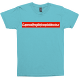 Supercalifragilisticexpialidocious Red Box Logo Poppins Parody Tee-Looking to express your supreme love of all things Disney? This Supercalifragilisticexpialidocious box logo parody tee might be just the thing! As box logos go, this is pretty much the ultimate... it's literally just barely able to fit on the shirt. Warning: may cause wearer to seem precocious.-Aqua-Small (S)-