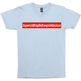 Supercalifragilisticexpialidocious Red Box Logo Poppins Parody Tee-Looking to express your supreme love of all things Disney? This Supercalifragilisticexpialidocious box logo parody tee might be just the thing! As box logos go, this is pretty much the ultimate... it's literally just barely able to fit on the shirt. Warning: may cause wearer to seem precocious.-Baby Blue-Small (S)-