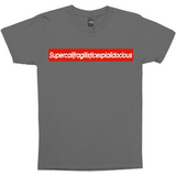 Supercalifragilisticexpialidocious Red Box Logo Poppins Parody Tee-Looking to express your supreme love of all things Disney? This Supercalifragilisticexpialidocious box logo parody tee might be just the thing! As box logos go, this is pretty much the ultimate... it's literally just barely able to fit on the shirt. Warning: may cause wearer to seem precocious.-Charcoal-Small (S)-
