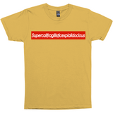 Supercalifragilisticexpialidocious Red Box Logo Poppins Parody Tee-Looking to express your supreme love of all things Disney? This Supercalifragilisticexpialidocious box logo parody tee might be just the thing! As box logos go, this is pretty much the ultimate... it's literally just barely able to fit on the shirt. Warning: may cause wearer to seem precocious.-Ginger-Small (S)-