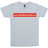 Supercalifragilisticexpialidocious Red Box Logo Poppins Parody Tee-Looking to express your supreme love of all things Disney? This Supercalifragilisticexpialidocious box logo parody tee might be just the thing! As box logos go, this is pretty much the ultimate... it's literally just barely able to fit on the shirt. Warning: may cause wearer to seem precocious.-Silver-Small (S)-