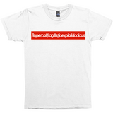 Supercalifragilisticexpialidocious Red Box Logo Poppins Parody Tee-Looking to express your supreme love of all things Disney? This Supercalifragilisticexpialidocious box logo parody tee might be just the thing! As box logos go, this is pretty much the ultimate... it's literally just barely able to fit on the shirt. Warning: may cause wearer to seem precocious.-White-Small (S)-