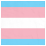 Transgender Pride Bandana, 24x24 inches - Trans Rights-Polyester jersey knit 24 inch square bandana, kerchief, handkerchief, hanky, neckerchief, do-rag, facemask, headscarf, babushka, hankey. GLBT LGBT LGBTQ LGBTQIA LGBTQX LGBTQ Plus LGBTQ+ Transfeminine Transmasculine Trans Feminine Masculine Transgender gender identity Pride Rights Equality striped bandanas. -Horizontal Stripes-