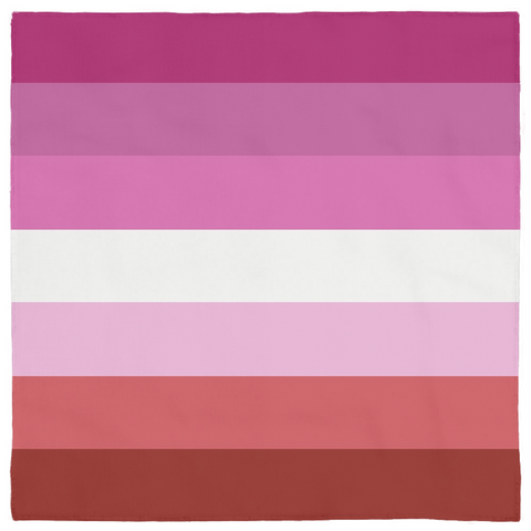 Lesbian Pride Bandana, 24x24 inches, Classic Pink and White Stripes-Polyester jersey knit 24 inch square bandana, kerchief, handkerchief, hanky, neckerchief, do-rag, facemask, headscarf, babushka, hankey. GLBT LGBT LGBTQ LGBTQIA LGBTQX LGBTQ Plus LGBTQ+ Gay Lesbian Lez Pride, Horizontal or diagonal classic Pink and White stripes bandanas. -Horizontal Stripes-