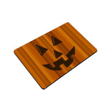 Jackolantern Stripe Doormat - Unique Halloween Pumpkin Face Mat-High quality 23.6 x 15.7in (60x40cm) doormat / floor mat. Professionally printed, durable & colorfast non-woven polyester fiber top, non-slip bottom. Indoor / outdoor use. Free Shipping Worldwide. Funny unique Halloween Jackolantern face striped door mat. Fun spooky fall party decor gift.-