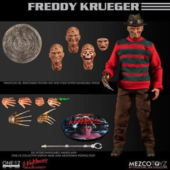 NOES Freddy Krueger Mezco One 12 Collective Action Figure-Mezco Toyz Nightmare on Elm Street 1:12/6.3in/16cm collector's series action figure. Shipped from the USA. Highly detailed, hand painting, full costume over 30 points of articulation. Interchangeable hands (6) including with claw glove & severed finger, -