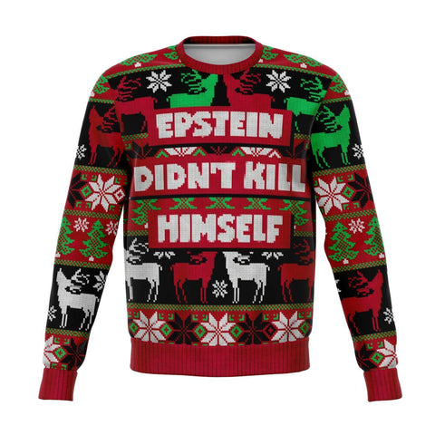 Epstein Didn't Kill Himself Ugly Christmas Sweater Political Fact Meme-Facts can be memes too. Sometimes conspiracies are based in quite disturbing uncomfortable reality. Whether you believe it was Trump, the Clintons, Prince Andrew, etc. this political cover-up has no shortage of likely suspects. Premium all over print Ugly Sweater design sweatshirt/jumper. Unisex adult. Conspiracy Qanon-XS-