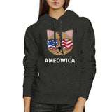 Funny AMEOWICA Patriotic American Cat Hoodie - Unisex Dark Gray-Dark gray unisex pullover hoodie with drawstring hood and large graphic cat print. Ships from the USA.

Cute funny America Kitty 4th of July Red White And Blue Independence Day Memorial Day Biden Presidential First Cat Veterans Day United States mens womens wholesome humorous apparel hooded sweatshirt-