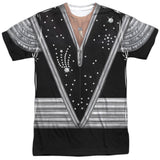 KISS Spaceman Costume Tee - Official, Double Sided AOP Cosplay Shirt-High quality retro classic KISS Spaceman (Ace Frehley / Tommy Thayer) costume tee. Detailed all-over-print (front and back) on soft and comfortable, 50/50 cotton poly standard fit unisex adult t-shirt. Genuine, officially licensed KISS apparel.Ships from USA. Note: cheaper versions sold elsewhere are likely one sided.-