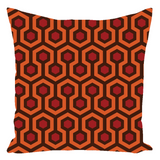 Overlook Throw Pillow - Classic Retro Horror Hotel Carpet Pattern-Double-sided, square spun polyester pillow in your choice of size (14, 16, 18 or 20 inches) and finish: Sewn Pillow (no zipper), Cushion with Removable Zippered Pillowcase or Cover Only. This item is made-to-order. Typically ships in 3-5 business days from within the US. Orange Brown Red Abstract Halloween Accent Decor-With Zipper-Spun Polyester-16x16 inch-