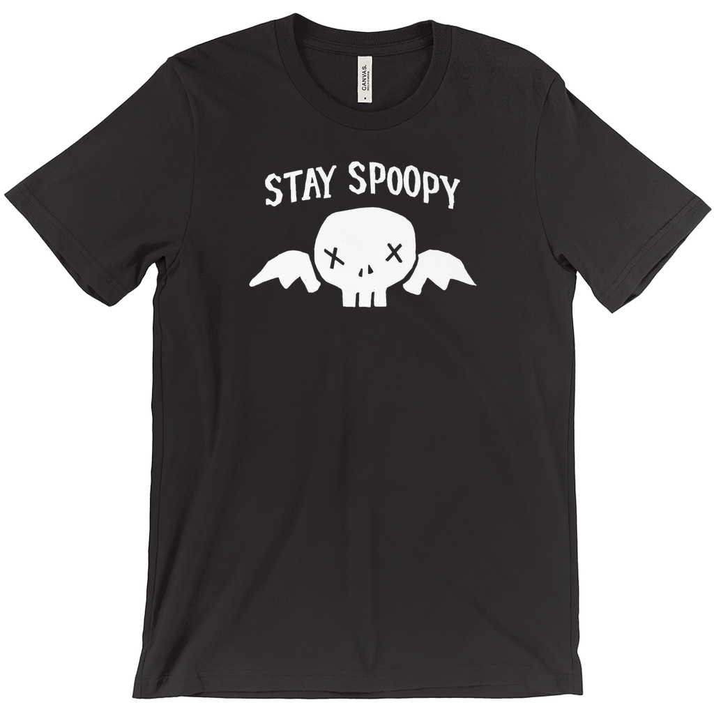 -Stay Spoopy winged skull graphic tee. High quality printing on soft Bella Canvas Canvas shirt. These shirts are made-to-order and typically ship in 2-4 business days from within the USA.

Funny kowai cute halloween goth gothic spoopy spooky girl boy mens womens unisex t-shirt -Black-XS-