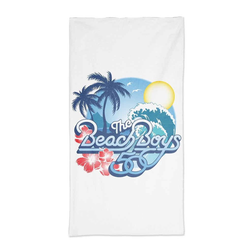 BEACH BOYS 50th Anniversary Logo Beach Towel, Officially Licensed USA-White-OS-