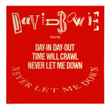 -A small number of these 12x12 posters were sent to select US record stores in 1987 for use in creating displays to promote the release of David Bowie's 'Never Let Me Down' The majority were damaged or destroyed during the promotion and this is one of a very small number which have survived. -