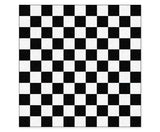 Black and White Checkered Floor Mat / Hallway Runner, Fantasy Event-Convention quality low profile, thin style floor mat. Durable non-woven polyester fiber top, non-slip rubber backing. Easily trimmed to fit a particular area. Made-to-order, shipped from the USA. Red and black twin Zig Zag home decor secondary flooring event walkway temporary haunted house peaks chevron lodge pattern-60" x 60"-
