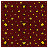 Retro Wizard Star Pattern Bandana, Mystic Magic Cosplay Fortune Teller-Polyester jersey knit 24 inch square bandana, kerchief, handkerchief, hanky, neckerchief, do-rag, facemask, headscarf, babushka, hankey. Custom made. Retro vintage style wizard star pattern. A playful, mystical magical, psychic / fortune teller or cartoon style design ideal for everyday fashion, costuming or cosplay, -Mahogany-