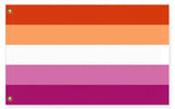 Lesbian Pride Flag, Trans Non-Binary Inclusive, LGBTQIA LGBT Anti-Terf-High quality, professionally printed polyester Pride banner pole flag in your choice of size and style - single or double sided with either grommets or pole pocket. 2x1 / 1x2 ft, 3x2 / 2x3 ft, 3x5 / 5x3 ft or custom size. Trans inclusive Lesbian Rights Equality LGBT LGBTQ LGBTQIA LGBTQX Sexuality. Resist United.-5 ft x 3 ft-Standard-Grommets-