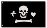 Gentleman Pirate Flag,Stede Bonnet Heart Dagger Skull Jolly Roger-High quality, professionally printed polyester banner pole flag in your choice of size and style - single or double sided with either grommets or pole pocket. 2x1 / 1x2 ft, 3x2 / 2x3 ft, 3x5 / 5x3 ft or custom size. Fully customizable on request. Stede Bonnet heart, skull, dagger & bone pirate Jolly Roger flag. Cosplay-5 ft x 3 ft-Standard-Grommets-