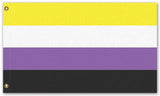 NonBinary Pride Flag, NonBinary LGBTQ LGBTQIA Rights Equality Banner-High quality indoor / outdoor pole flag in your choice of size & style. Single or double sided, grommets or pole sleeve / pocket. Fully customizable. LGBTQIA LGBTQI LGBTQX LGBTQ Gender Sexuality Equality Rights Protest Festival Banner Omnisexual Omni Pansexual Pan Gay Queer Non-Binary Pride-5 ft x 3 ft-Standard-Grommets-